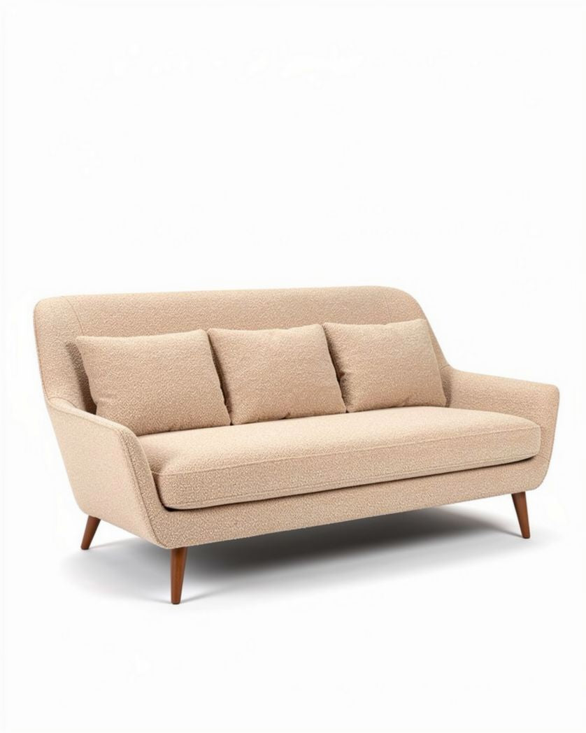 Canapé beige en tissu avec coussins de dos amovibles 190 x 85 x 80cm