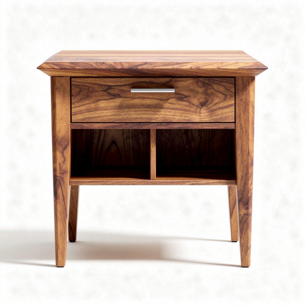 Table de nuit en bois massif avec tiroir et espace de rangement 50 x 40 x 45cm