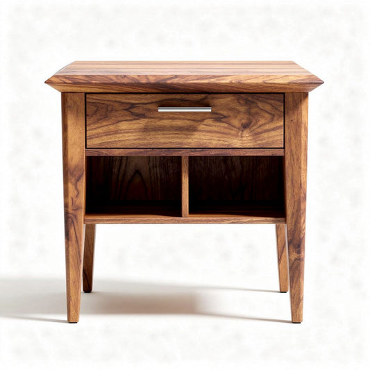 Table de nuit en bois massif avec tiroir et espace de rangement 50 x 40 x 45cm