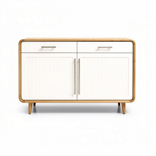 Buffet en bois avec deux portes et tiroirs 90 x 40 x 75cm couleur blanche