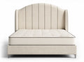 Lit queen size en tissu beige avec sommier de 200 x 160 x 120 cm