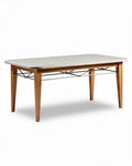 Table rectangulaire en bois avec dessus en marbre 150 x 75 x 75cm