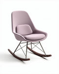 Fauteuil à bascule en tissu rose avec structure en métal 70 x 65 x 80cm